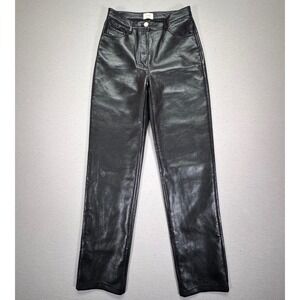 Wilfred Aritzia Black Faux Leather Pants High Rise Size 2